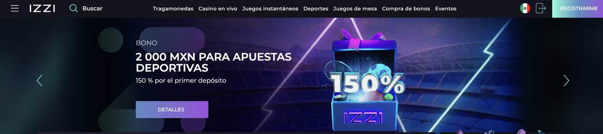 Izzi Casino Main Page