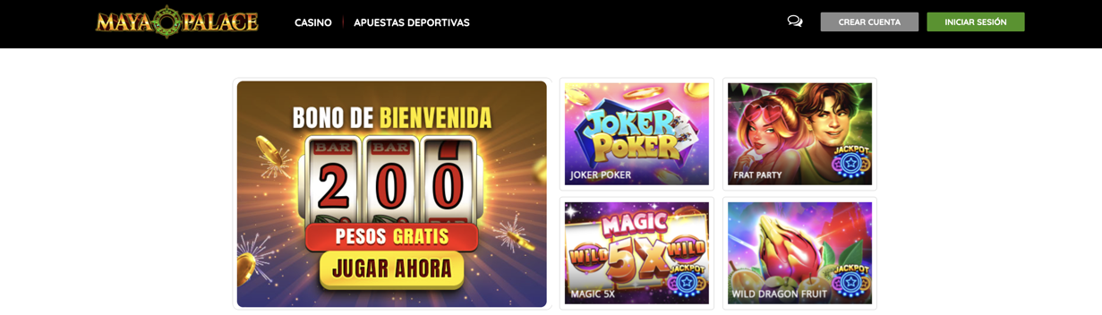 Maya Palace Casino Main Page