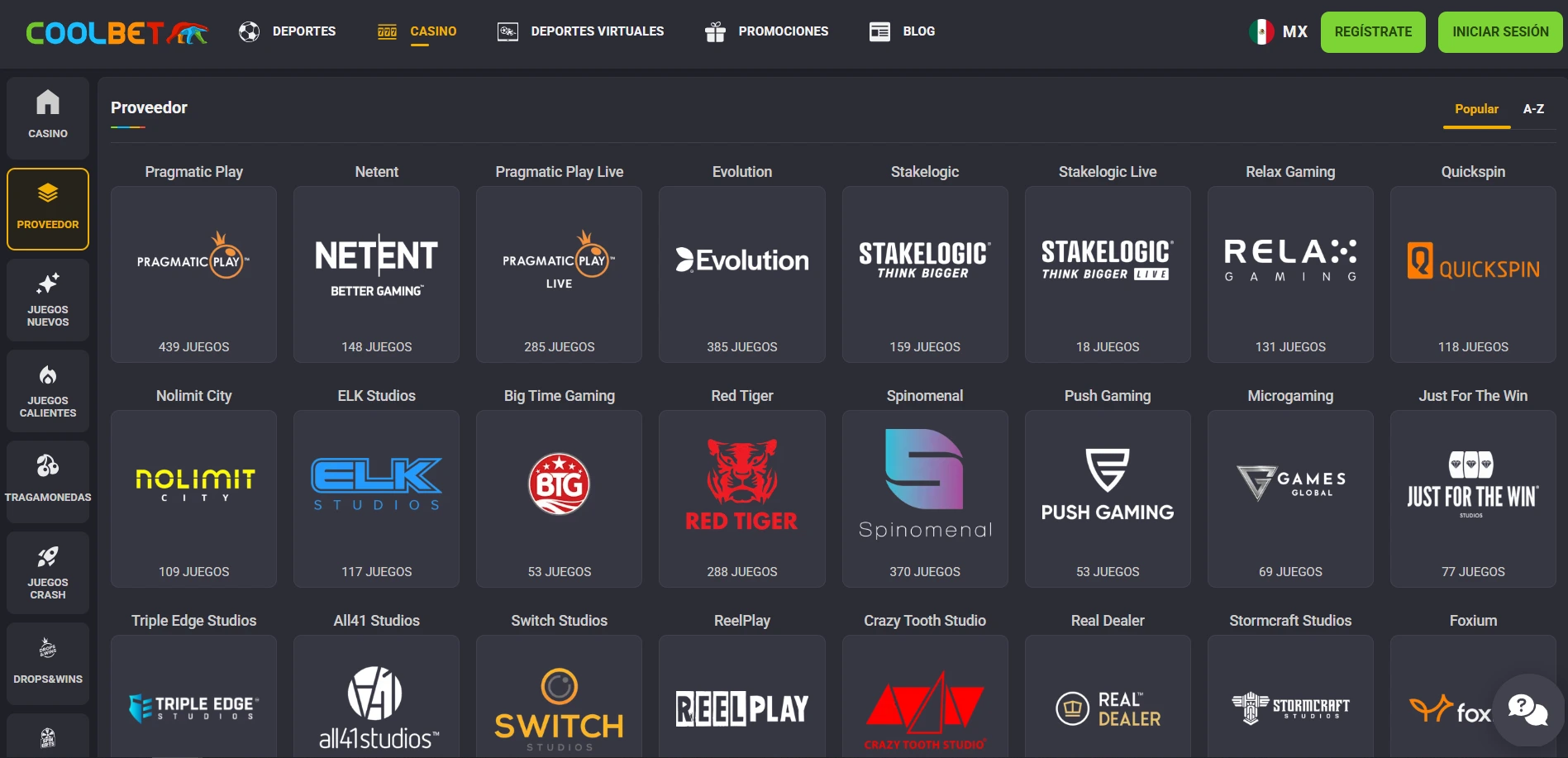 coolbet casino proveedors