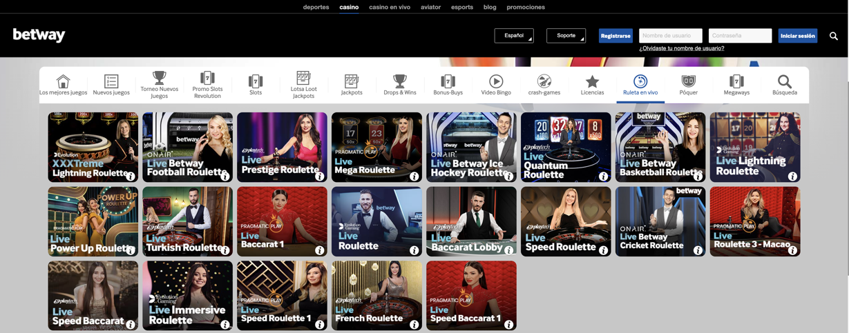 betway live games