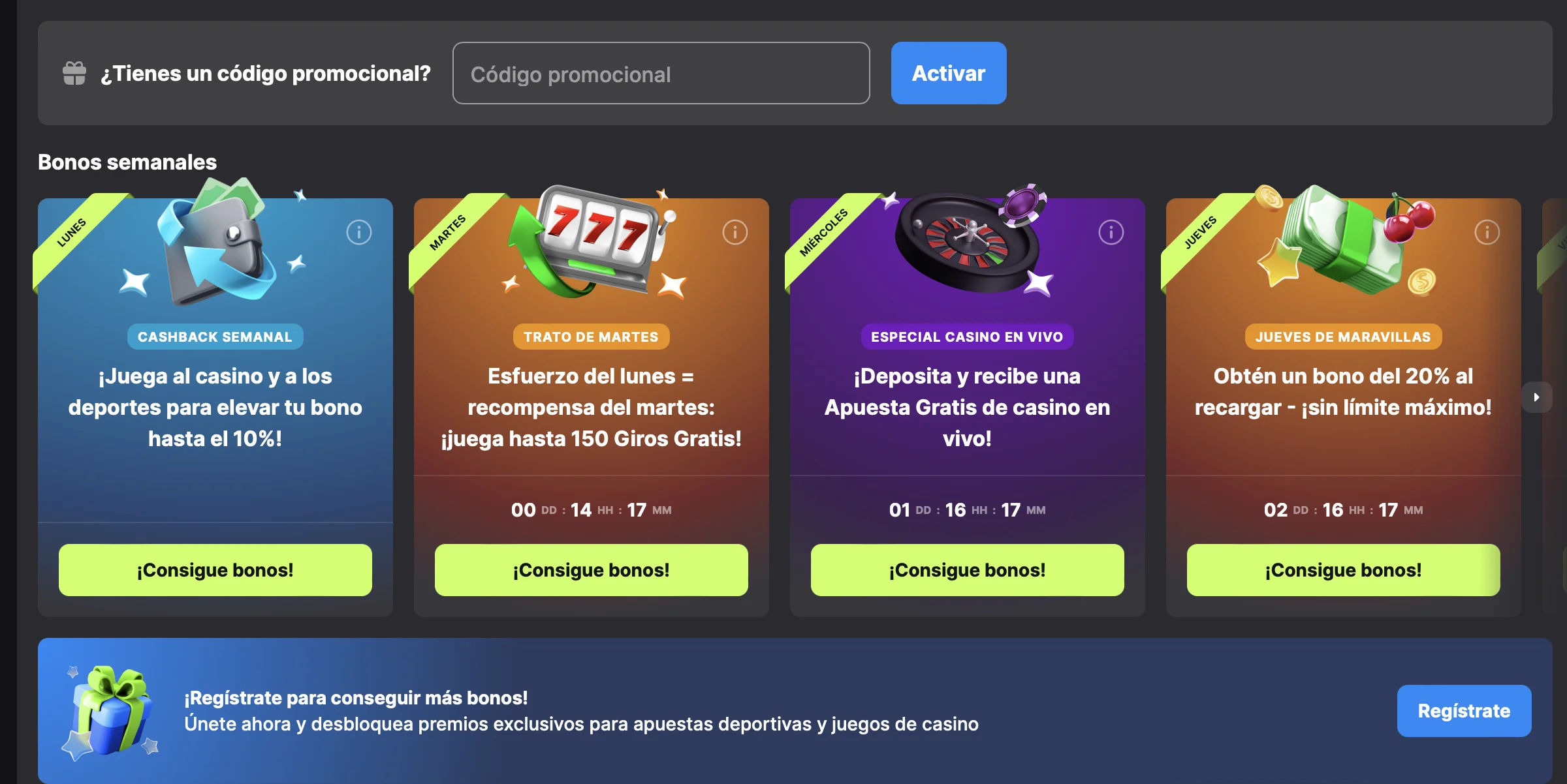 bonos de depósito