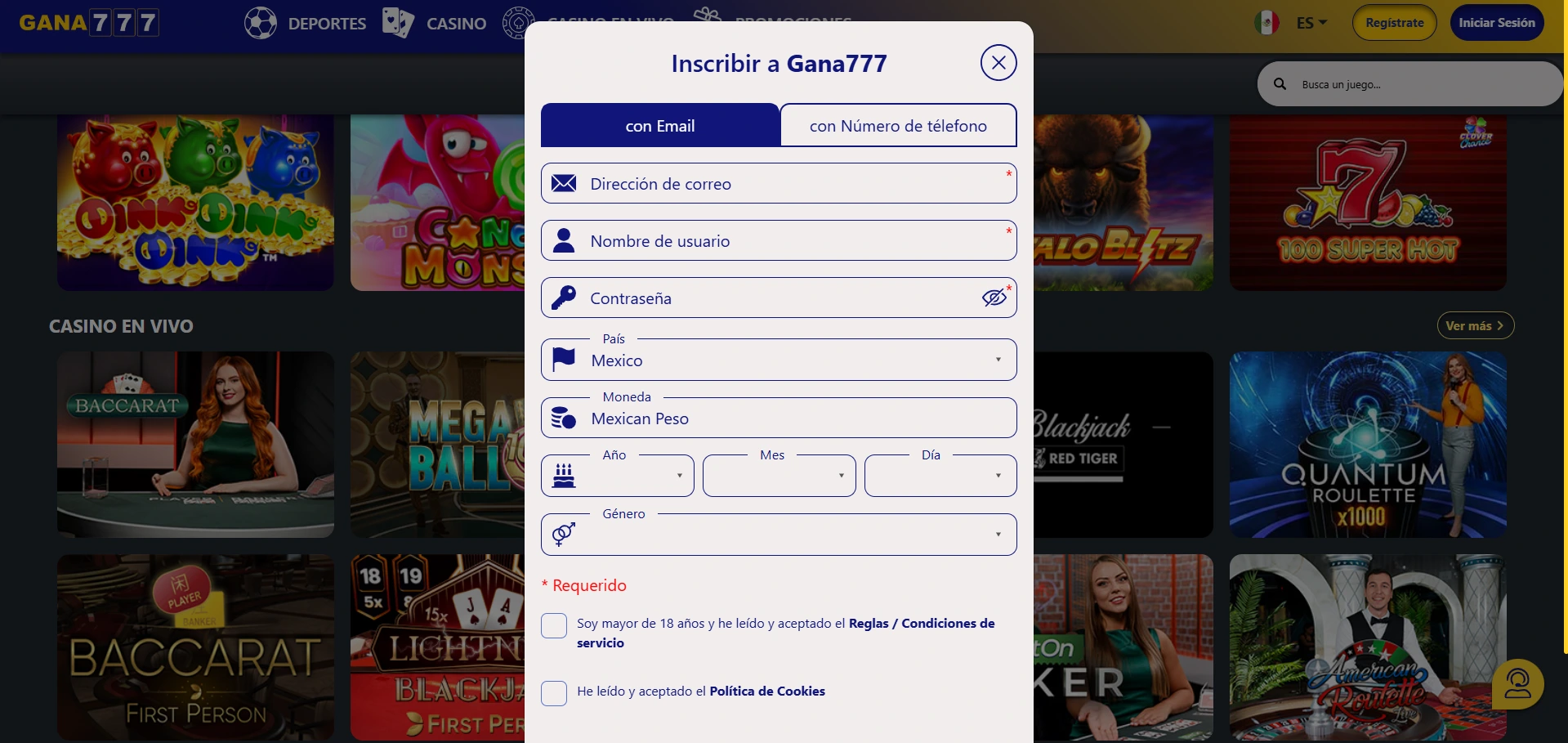 gana777 registro