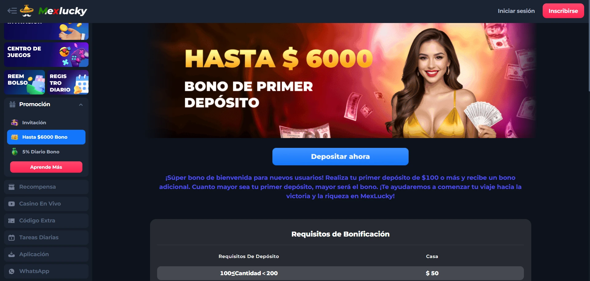 mexlucky casino bono