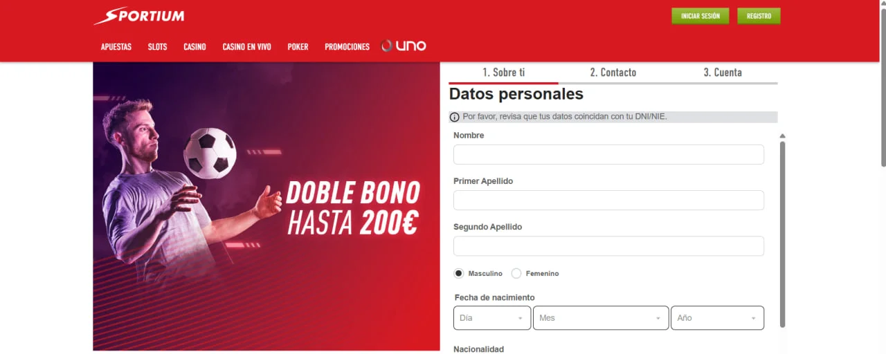 Sportium Casino Registration