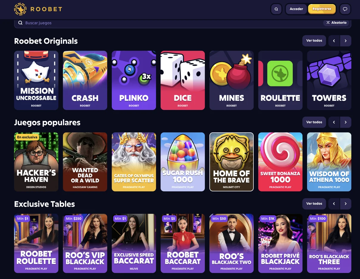 RooRoobet Casino Juegos